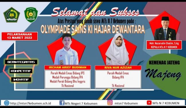 MTsN 7 Kebumen Raih 4  Medali pada Ajang O.S. Ki Hajar Dewantara  2022